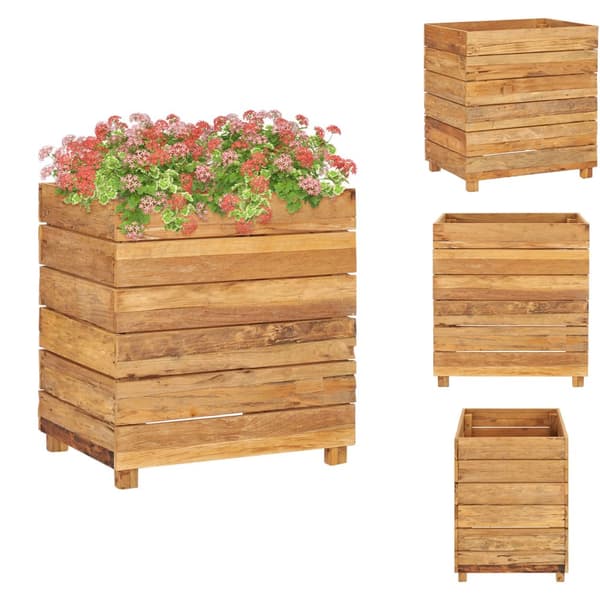 Plantekrukker - Living højbed 50x40x55 cm genanvendt teaktræ og stål