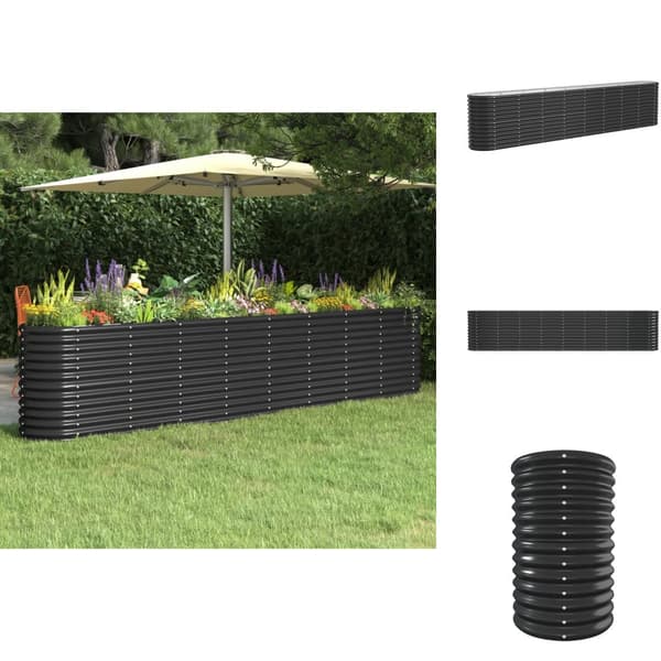 Plantekrukker - Living plantekasse 332x40x68 cm pulverlakeret stål antracitgrå