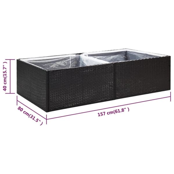 Odlingslåda svart 157x80x40 cm konstrotting - Odlingslåda - Odlingslådor - Home & Living