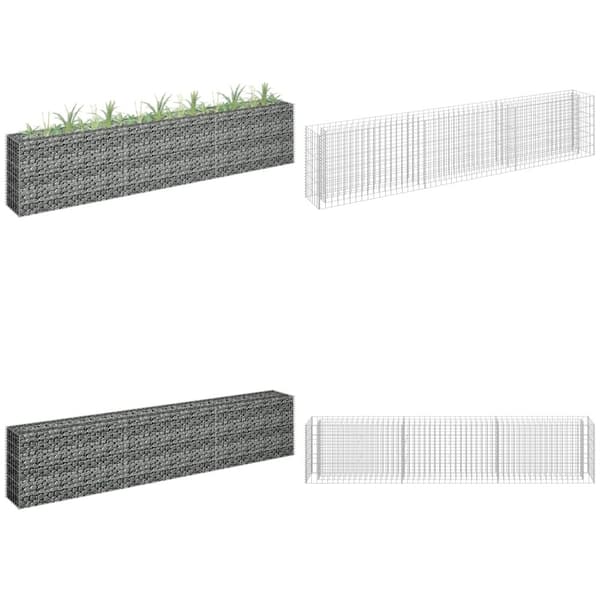 Planteringsgabion upphöjd galvaniserat stål 270x30x60 cm - Gabion - Gabioner - Home & Living