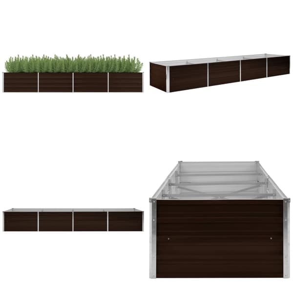 Hævet plantekasse 320x80x45 cm galvaniseret stål brun - Plantekasse - Plantekasser - Home & Living