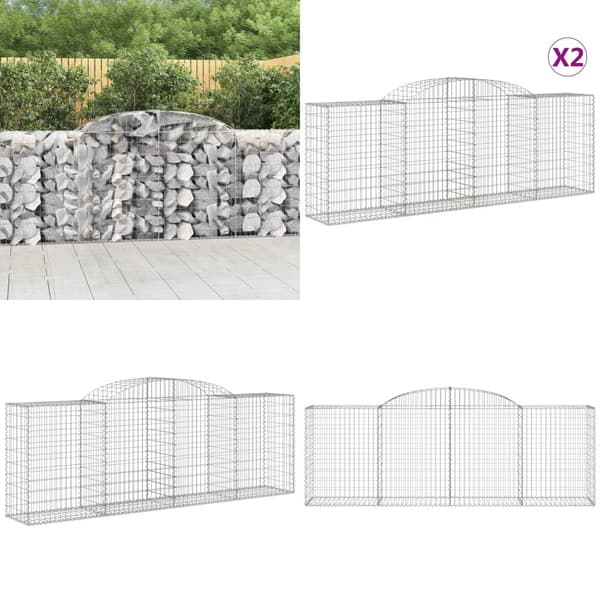 Buede gabionkurve 2 stk. 300x50x100/120 cm galvaniseret jern - Gabion-kurv - Gabion-kurve - Home & Living