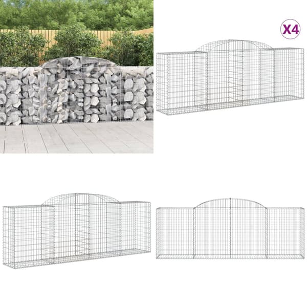 Kaarevat kivikorit 4 kpl 300x50x100/120 cm galvanoitu rauta - Kivikori - Kivikorit - Home & Living
