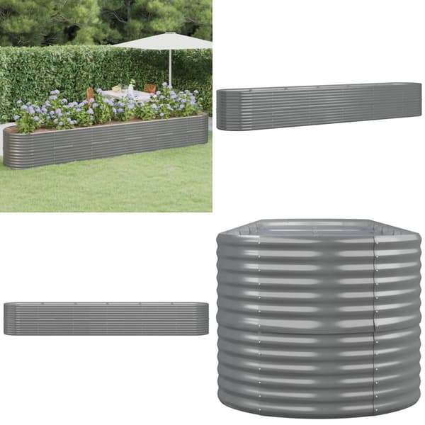 Plantekasse 440x80x68 cm pulverlakeret stål grå - Plantekasse - Plantekasser - Home & Living