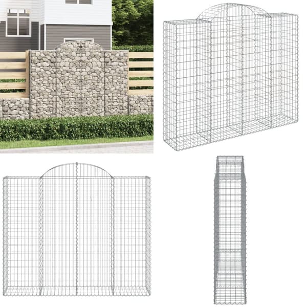 Kaareva kivikori 200x50x160/180 cm galvanoitu rauta - Kivikori - Kivikorit - Home & Living
