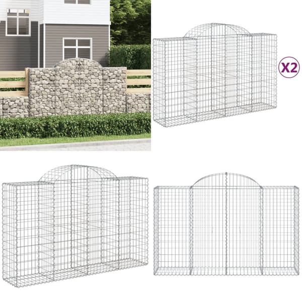 Kaarevat kivikorit 2 kpl 200x50x120/140 cm galvanoitu rauta - Kivikori - Kivikorit - Home & Living