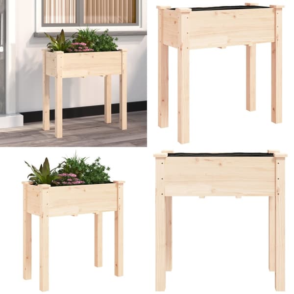 Plantekasse med foring 71x37x76 cm massivt fyrretræ - Plantekasse - Plantekasser - Home & Living