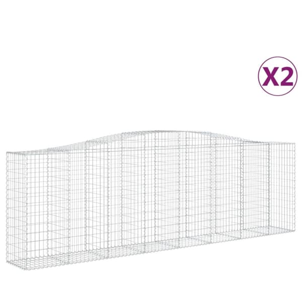 Buede gabionkurve 2 stk. 400x50x120/140 cm galvaniseret jern - Gabion-kurv - Gabion-kurve - Home & Living