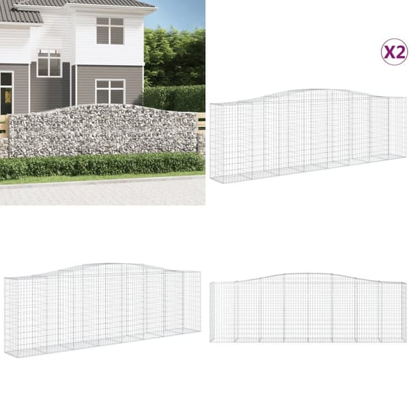 Buede gabionkurve 2 stk. 400x50x120/140 cm galvaniseret jern - Gabion-kurv - Gabion-kurve - Home & Living