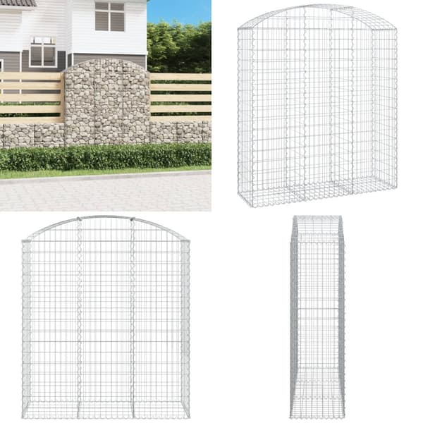 Gabion bågformad 150x50x160/180 cm galvaniserat järn - Gabion - Gabioner - Home & Living
