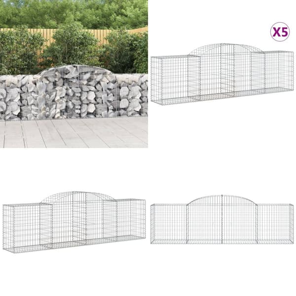 Buede gabionkurve 5 stk. 300x50x80/100 cm galvaniseret jern - Gabion-kurv - Gabion-kurve - Home & Living