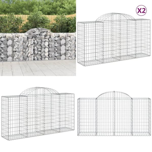 Kaarevat kivikorit 2 kpl 200x50x100/120 cm galvanoitu rauta - Kivikori - Kivikorit - Home & Living