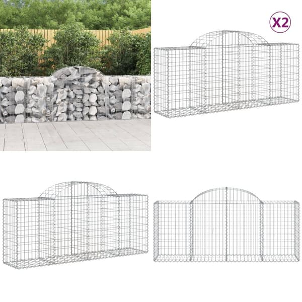 Kaarevat kivikorit 2 kpl 200x50x80/100 cm galvanoitu rauta - Kivikori - Kivikorit - Home & Living