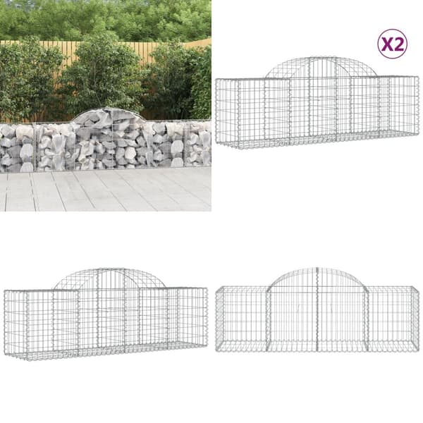 Buede gabionkurve 2 stk. 200x50x60/80 cm galvaniseret jern - Gabion-kurv - Gabion-kurve - Home & Living