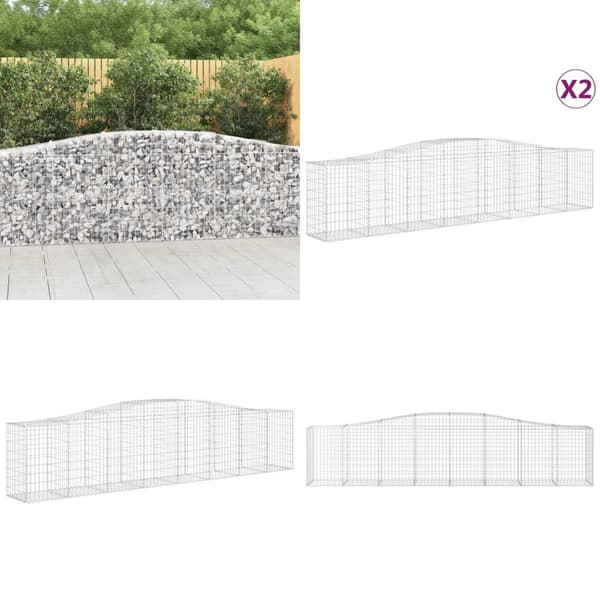 Buede gabionkurve 2 stk. 400x50x80/100 cm galvaniseret jern - Gabion-kurv - Gabion-kurve - Home & Living