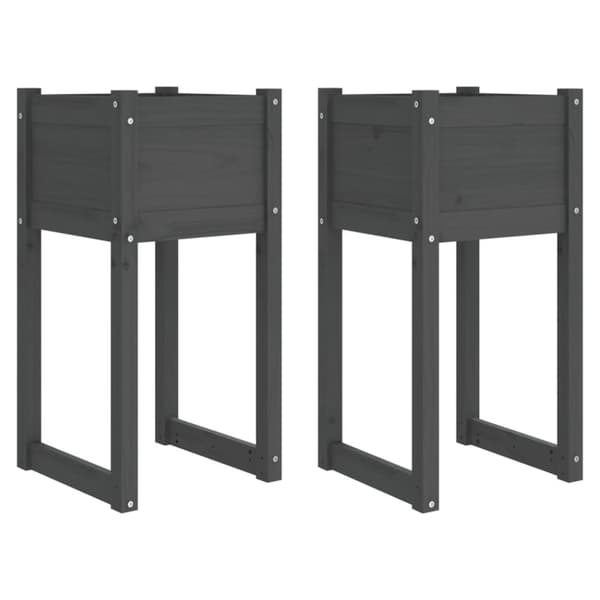 Plantekasser 2 stk. 40x40x81 cm massivt fyrretræ grå - Plantekasse - Plantekasser - Home & Living