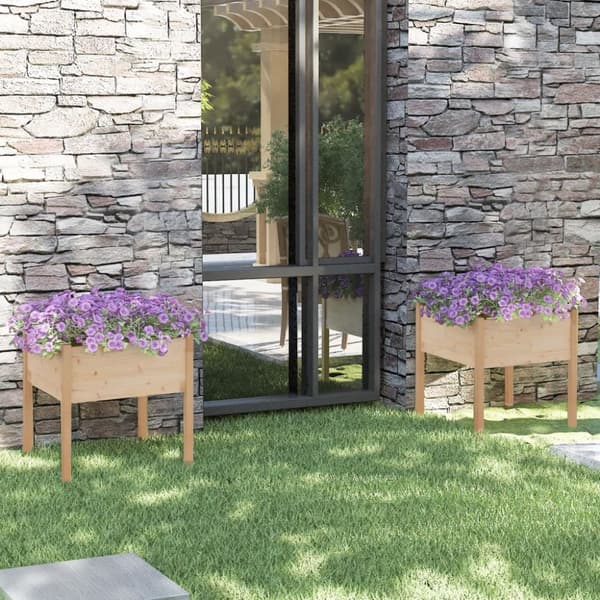 Plantekasser 2 stk. 70x70x70 cm massivt fyrretræ - Plantekasse - Plantekasser - Home & Living