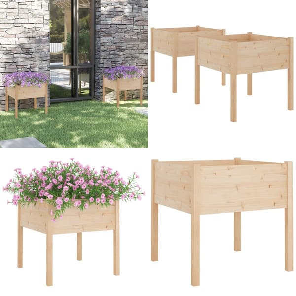 Plantekasser 2 stk. 70x70x70 cm massivt fyrretræ - Plantekasse - Plantekasser - Home & Living