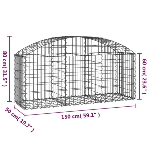 Buet gabionkurv 150x50x60/80 cm galvaniseret jern - Gabion-kurv - Gabion-kurve - Home & Living