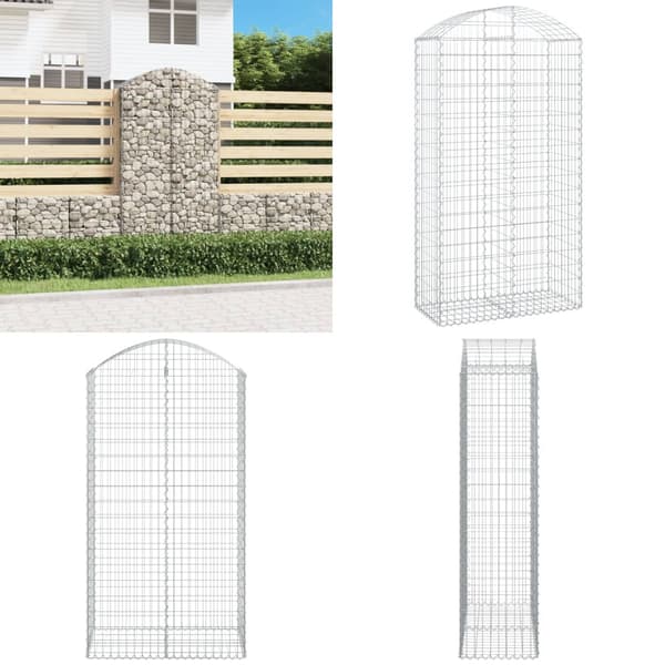 Buet gabionkurv 100x50x180/200 cm galvaniseret jern - Gabion-kurv - Gabion-kurve - Home & Living