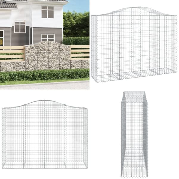 Kaareva kivikori 200x50x140/160 cm galvanoitu rauta - Kivikori - Kivikorit - Home & Living