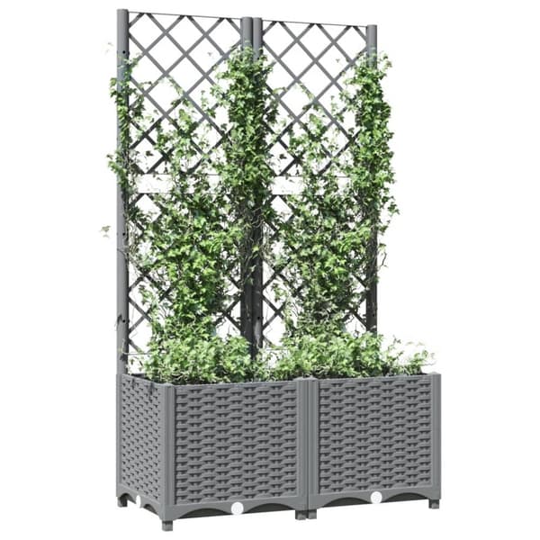 Odlingslåda med spaljé ljusgrå 80x40x136 cm PP - Odlingslåda - Odlingslådor - Home & Living