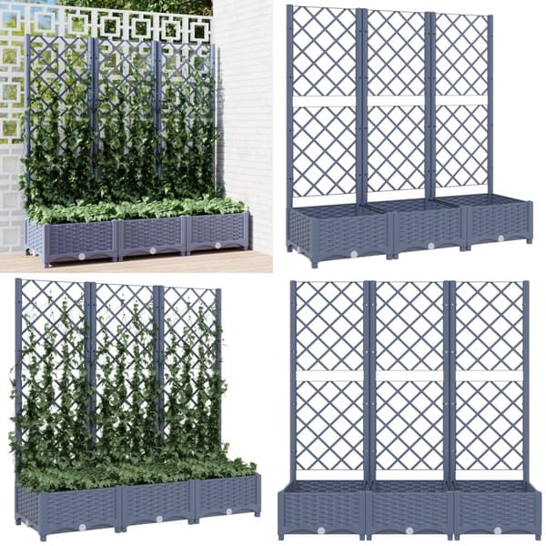 Plantekasse med espalier 120x40x121,5 cm PP mørkegrå - Plantekasse - Plantekasser - Home & Living