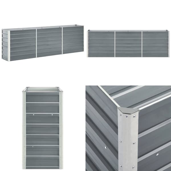 Høj plantekasse 240x40x77 cm galvaniseret stål grå - Høj Plantekasse - Høje Plantekasser - Home & Living