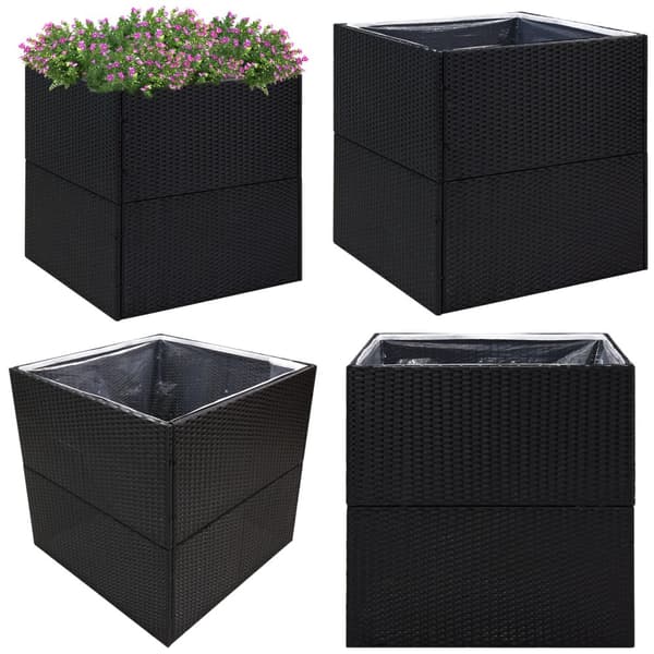 Havebord 80x80x80 cm polyrattan sort - Haveplantekasse - Haveplantekasser - Home & Living