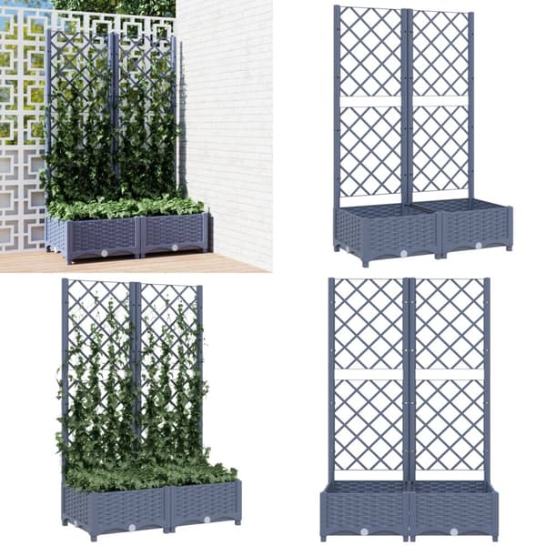 Plantekasse med espalier 80x40x121,5 cm PP mørkegrå - Plantekasse - Plantekasser - Home & Living