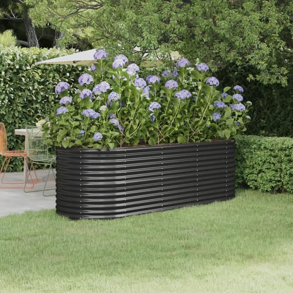 Plantekasse 224x80x68 cm pulverlakeret stål antracitgrå - Plantekasse - Plantekasser - Home & Living