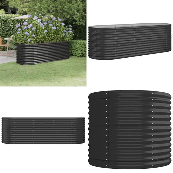 Plantekasse 224x80x68 cm pulverlakeret stål antracitgrå - Plantekasse - Plantekasser - Home & Living