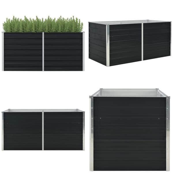 Hævet plantekasse 160x80x77 cm galvaniseret stål antracitgrå - Hævet Havekasse - Hævet Havekasser - Home & Living
