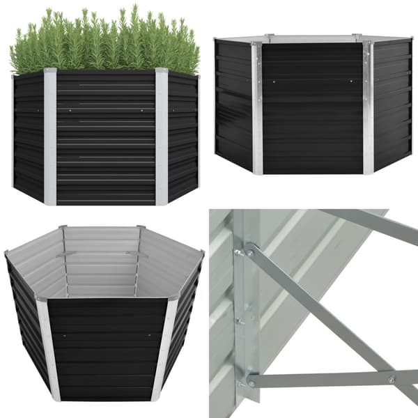 Hævet plantekasse 129x129x77 cm galvaniseret stål antracitgrå - Plantekasse - Plantekasser - Home & Living