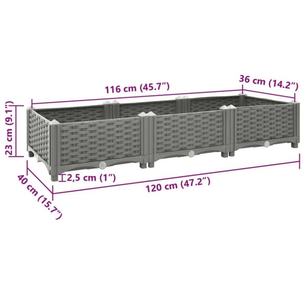 Højbed 120x40x23 cm polypropylen - Plantekasse - Plantekasser - Home & Living