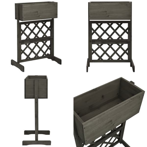 Plantekasse med espalier 45x30x74 cm massivt fyrretræ grå - Plantekasse - Plantekasser - Home & Living