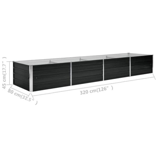 Hævet plantekasse 320x80x45 cm galvaniseret stål antracitgrå - Plantekasse - Plantekasser - Home & Living