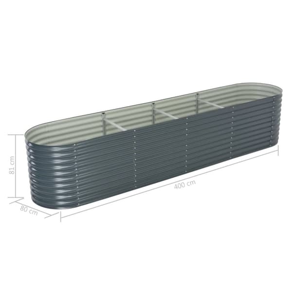 Forhøjet plantekasse 400x80x81 cm galvaniseret stål grå - Plantekasse - Plantekasser - Home & Living
