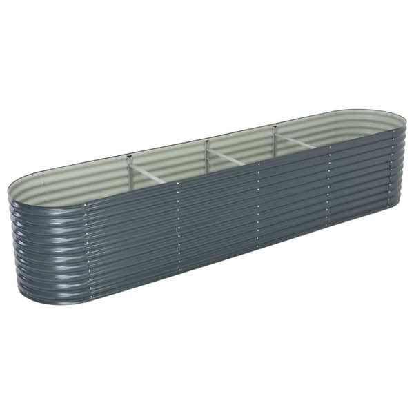 Forhøjet plantekasse 400x80x81 cm galvaniseret stål grå - Plantekasse - Plantekasser - Home & Living