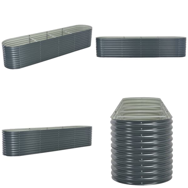 Forhøjet plantekasse 400x80x81 cm galvaniseret stål grå - Plantekasse - Plantekasser - Home & Living