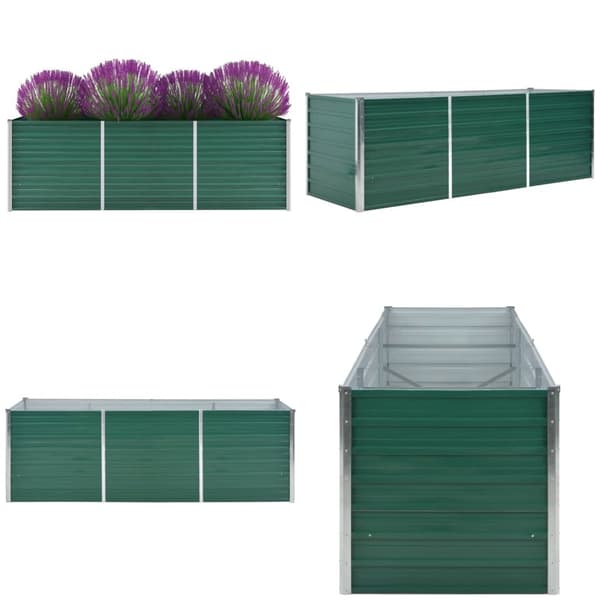 Forhøjet plantekasse 240x80x77 cm galvaniseret stål grøn - Plantekasse - Plantekasser - Home & Living