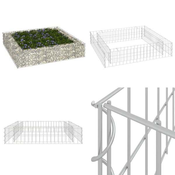 Planteringsgabion upphöjd galvaniserat stål 100x100x20 cm - Gabion - Gabioner - Home & Living