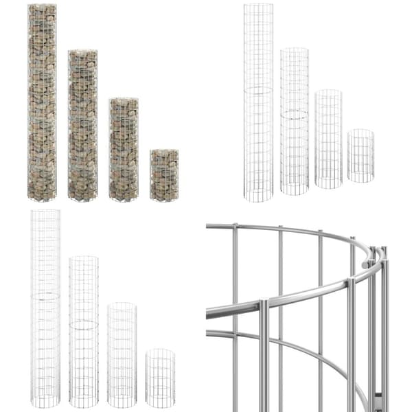 Gabion-kurve 4 stk. Cylinderformet Ø30x50/100/150/200 cm - Gabion-havebed - Gabion-havebede - Home & Living