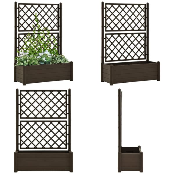 Plantekasse med espalier 100x43x142 cm PP mokkafarvet - Plantekasse - Plantekasser - Home & Living
