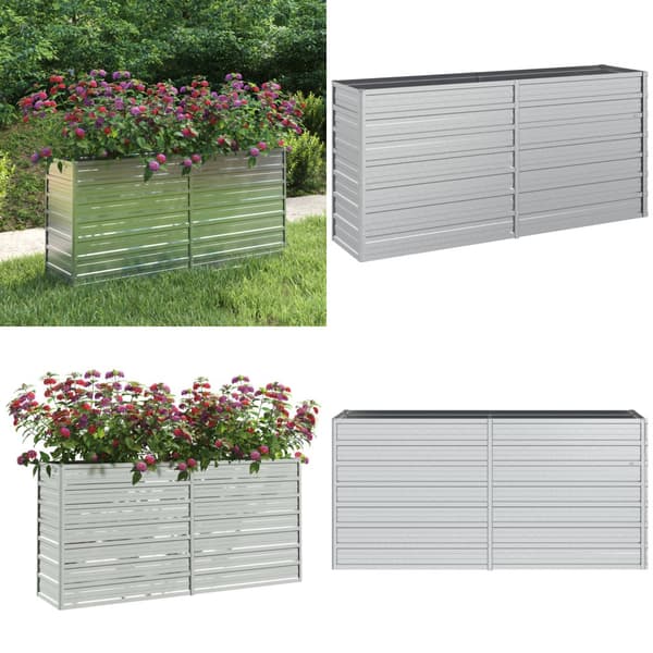 Odlingslåda upphöjd galvaniserat stål 160x40x77 cm silver - Odlingslåda - Odlingslådor - Home & Living