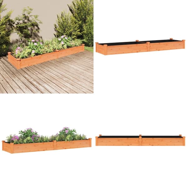 Plantekasse med foring 240x60x25 cm massivt fyrretræ brun - Højbed - Højbede - Home & Living