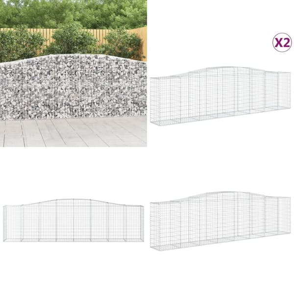 Buede gabionkurve 2 stk. 400x50x100/120 cm galvaniseret jern - Gabion-kurv - Gabion-kurve - Home & Living