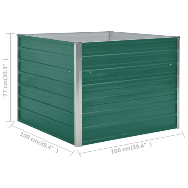 Hævet havekasse 100 x 100 x 77 galvaniseret stål grøn - Hævet Havekasse - Hævet Havekasser - Home & Living
