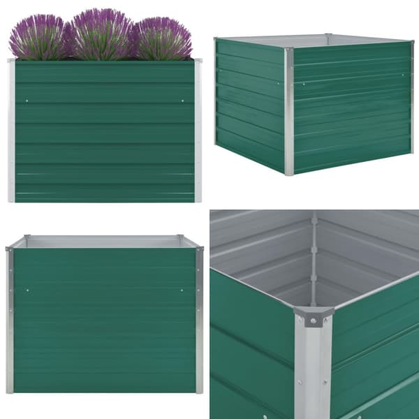 Hævet havekasse 100 x 100 x 77 galvaniseret stål grøn - Hævet Havekasse - Hævet Havekasser - Home & Living