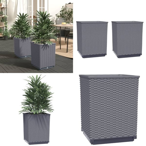 Plantekasser 2 stk. 30x30x37 cm polypropylen mørkegrå - Plantekasse - Plantekasser - Home & Living